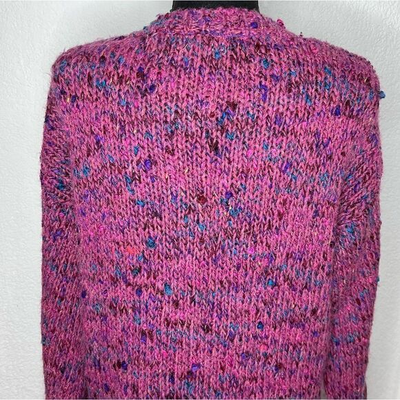 Lucia 80’s Style Purple Speckled Button Up Shoulder Pad Wool Blend Cardigan Sz M - Picture 6 of 10